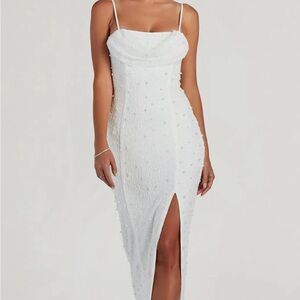 Windsor Strapless White Dress with Slit